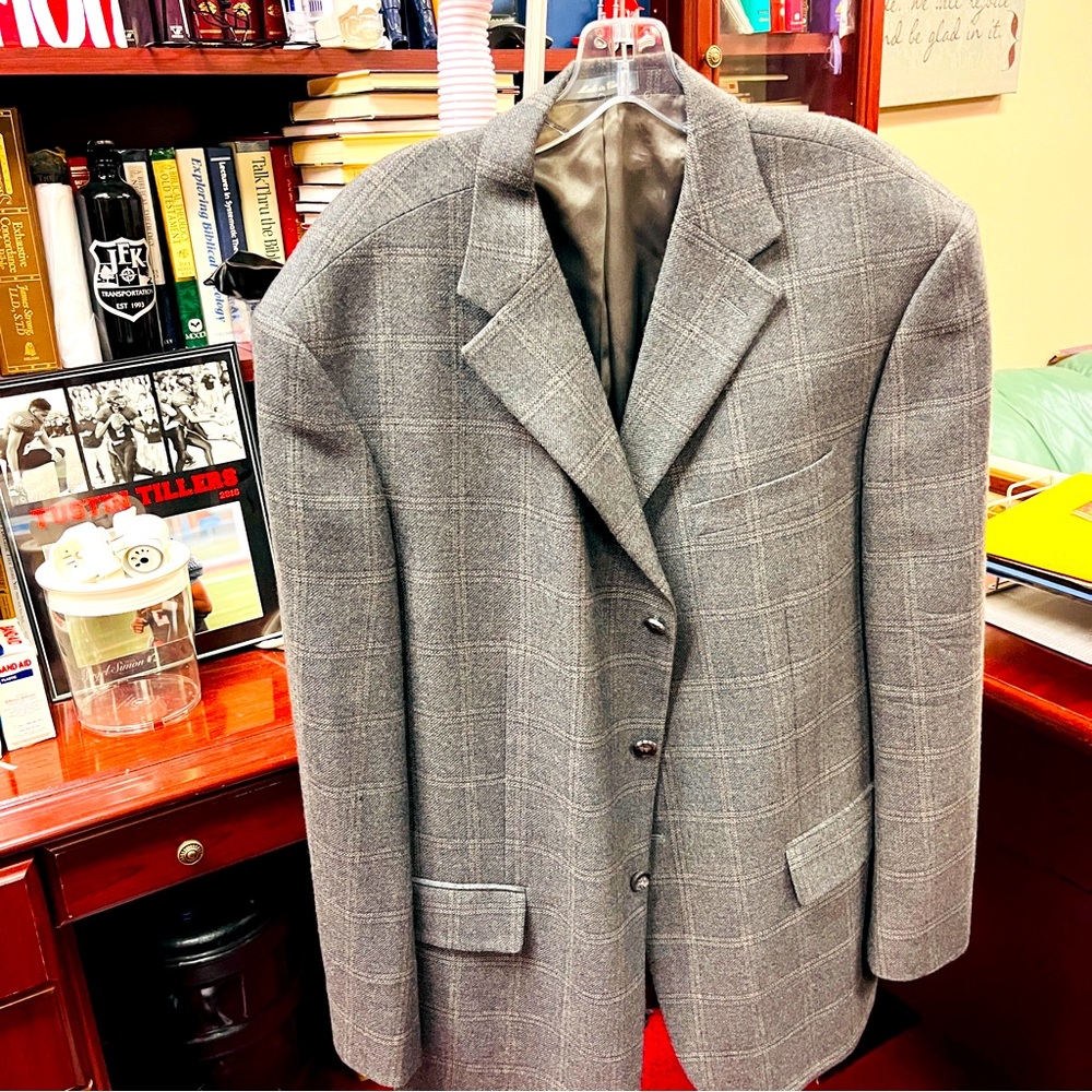 Oscar de la renta gray window pane blazer 46reg
